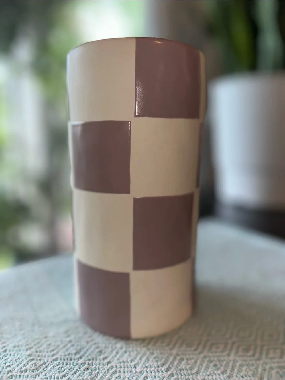 CHECKERBOARD VASE - PURPLE 8”
